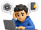 student overthinking and distractions illustration